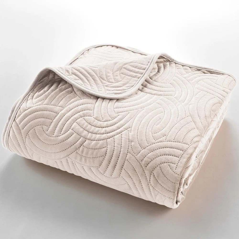 Set cuvertură și față de pernă crem din catifea 220x240 cm Solange – douceur d'intérieur