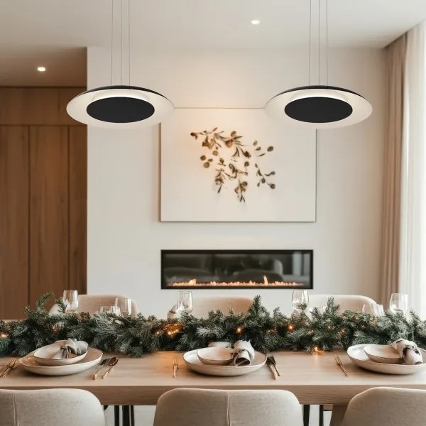 Lustră LED suspendată pe cablu PIATTINO, 30 W, 230 V, 2700/3200/4000 K, Ø 40 cm, negru