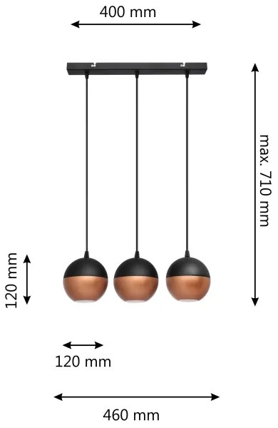 Lustră LED pe cablu MIDWAY 3xGU10/4,8W/230V negru/cupru