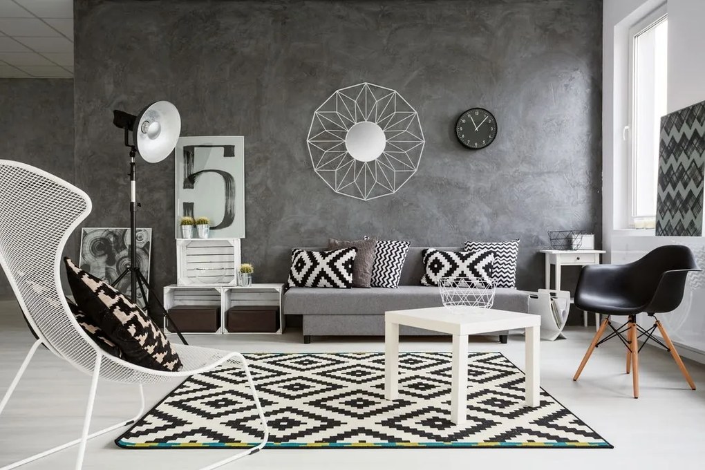 Oglinda geometrica alba 58 cm