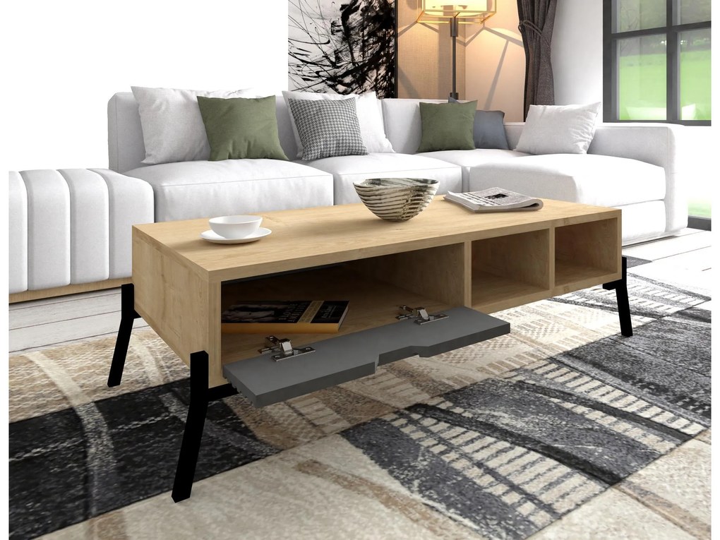 Set mobilier living Ponusetta (Stejar zafir + antracit). 1107146
