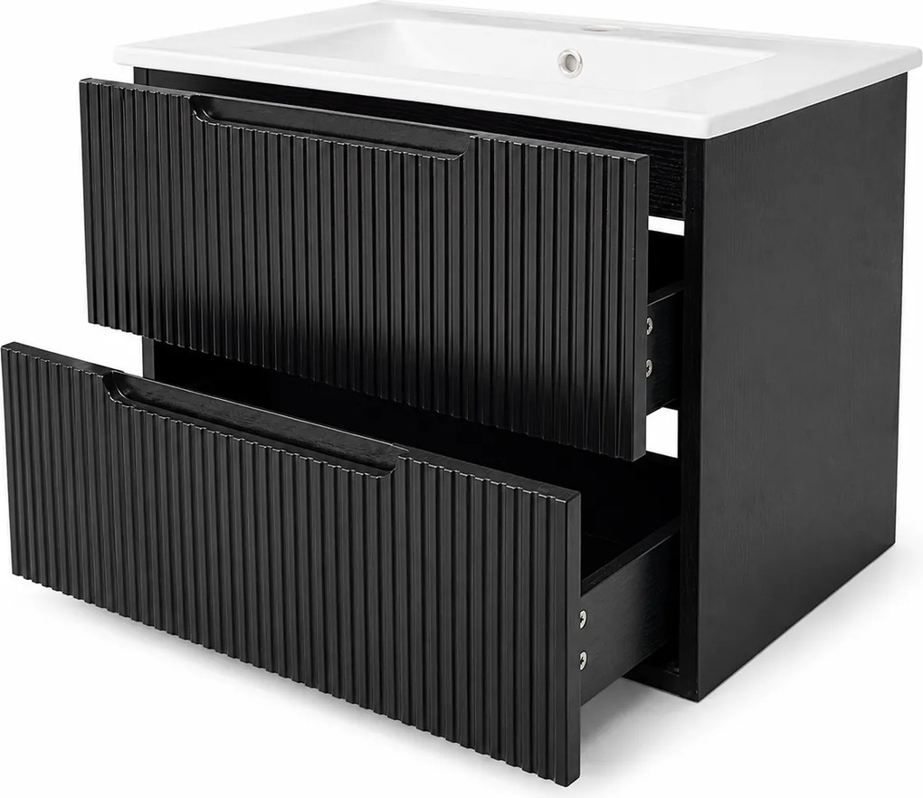 Corp Mobilier Baie Suspendat 60 cm Riflat – Nero (Negru)