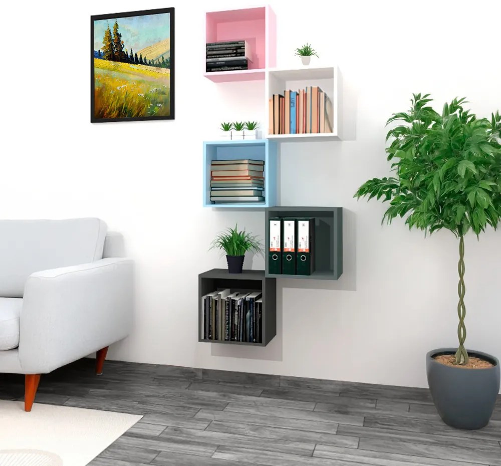 Boxie dulap de perete deschis 40x40x37 cm albastru petrol