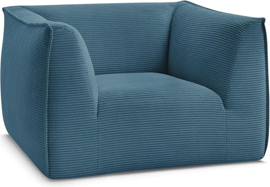 Fotoliu albastru cu tapițerie din catifea reiată Giorgia – Bobochic Paris