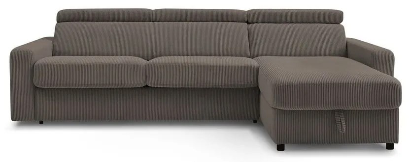 Colțar gri/maro extensibil cu tapițerie din catifea reiată (cu colț variabil) Monaco – Bobochic Paris