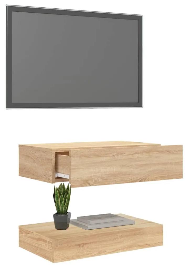 Comoda TV cu lumini LED, stejar Sonoma, 60x35 cm 1, Stejar sonoma, 60 x 35 cm