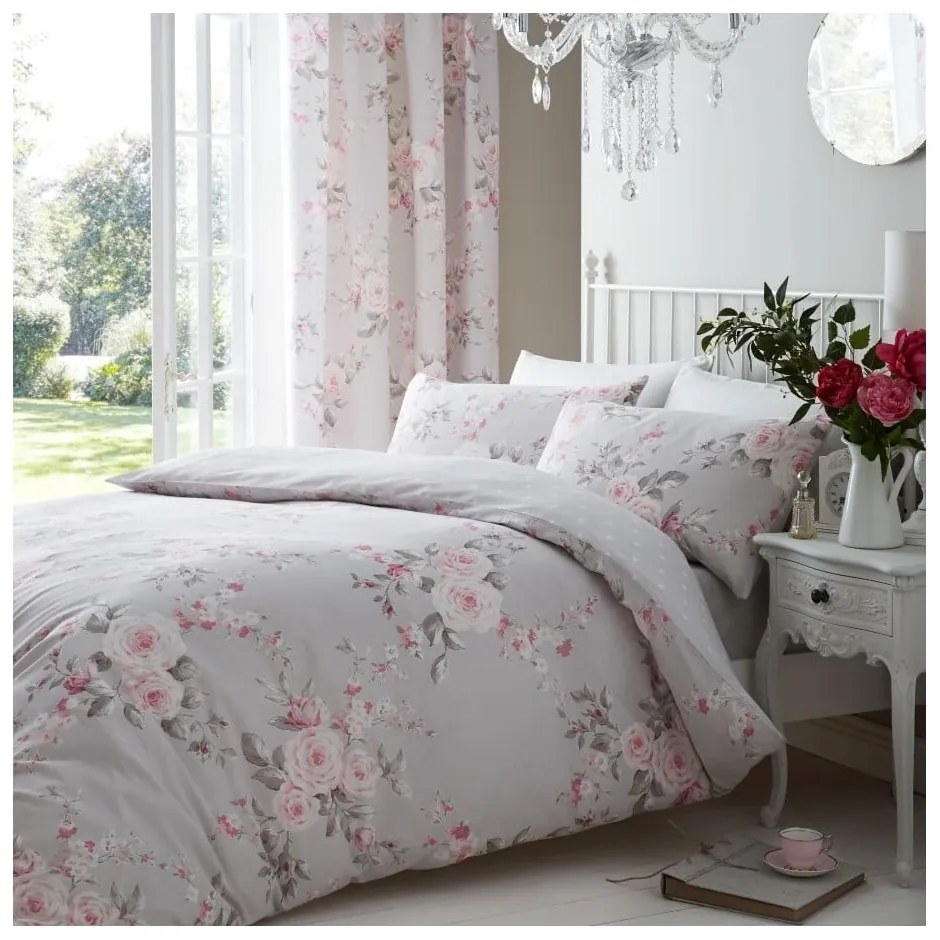 Set 2 draperii Catherine Lansfield Canterbury Rose, 168 x 183 cm