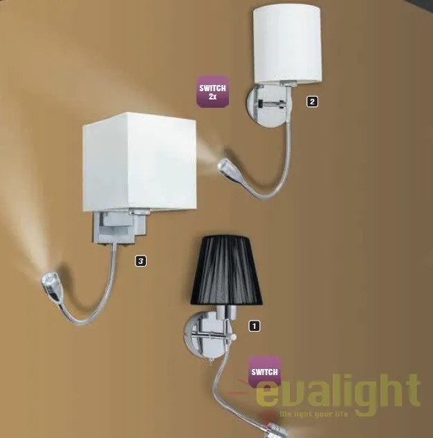 Aplica de perete alba cu reader LED, Larkin 6529 RX