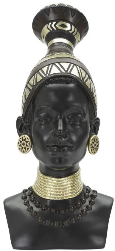 Bust decorativ negru din polirasina, 23x19x38,5 cm, Maasai Mauro Ferretti