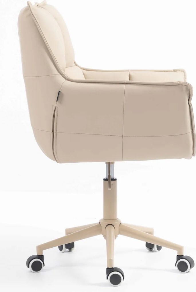 HR560K Scaun Crem Piele Ecologica Premium Soft cu Bază Crem
