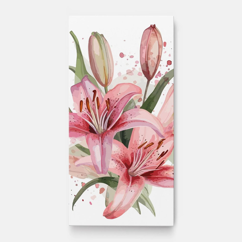 Tablou Canvas, 50x100cm, Dormitor si Living, Flori, Crini, Beautiful Pink Lily