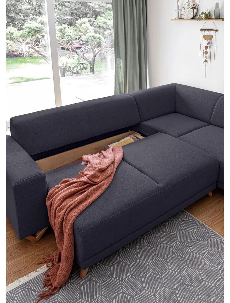 Colțar gri antracit extensibil/cu spațiu de depozitare (cu colț pe partea dreaptă/în formă de ”L”) Classy Sophie – Miuform