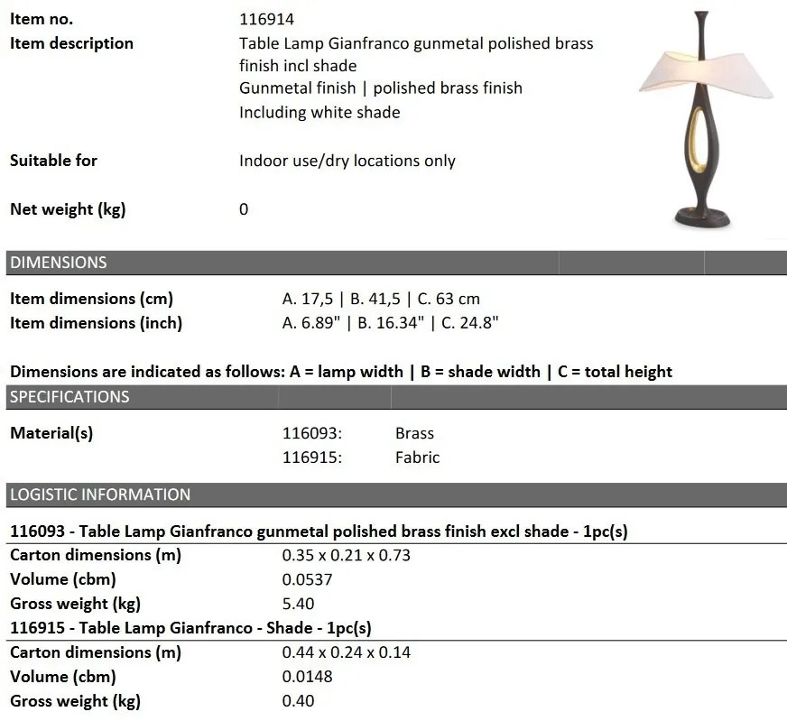 Veioza, Lampa de masa design LUX Gianfranco