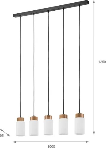 Lustră pe cablu MARKUS 5xE27/15W/230V negru/stejar