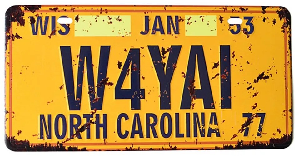 Placuta inmatriculare decorativa NORTH CAROLINA, 30x15cm, Metal
