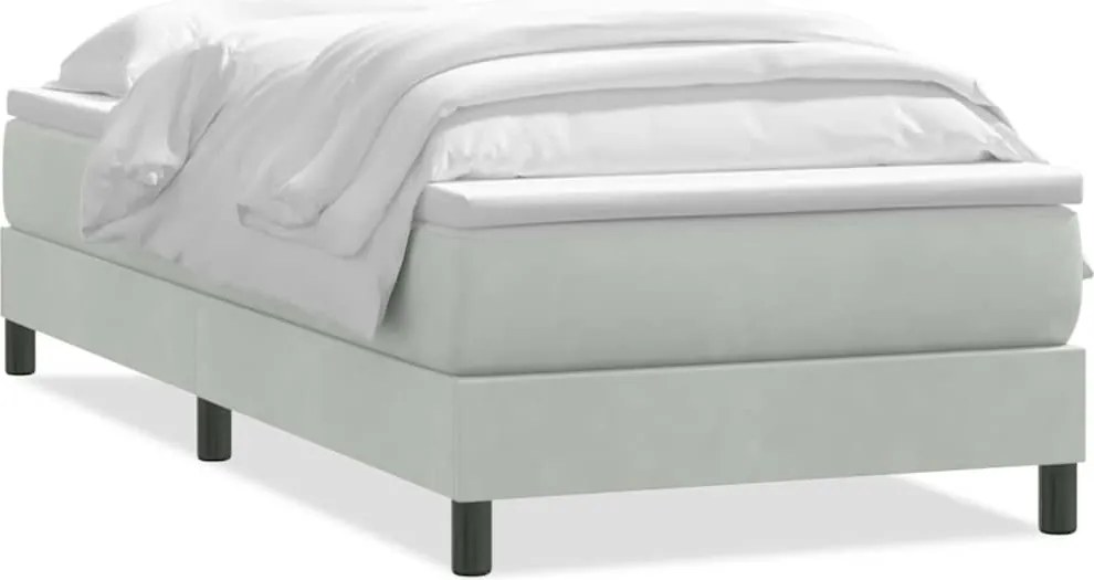 vidaXL Pat box spring cu saltea, gri deschis, 80x220 cm, catifea