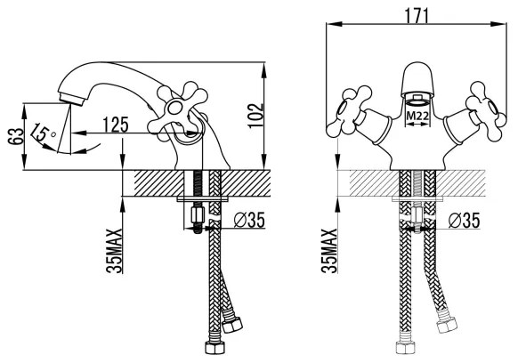 Baterie de lavoar Aqualine VICTORIA crom lucios