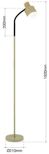 Lampă de podea Orion GILI, 1xE27/40W/230V, verde