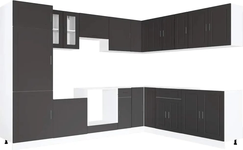 vidaXL Set dulap de bucătărie 14 piese „Porto” lemn negru prelucrat