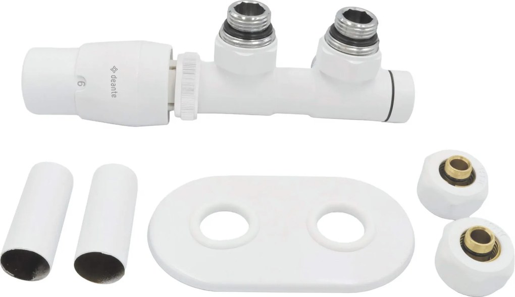 Supapa termostatica, alb mat, pentru calorifer baie, stanga, Deante Alb mat