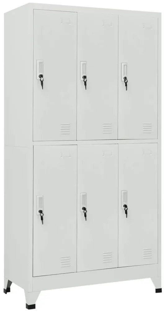 vidaXL Dulap vestiar cu 6 compartimente, oțel, 90 x 45 x 180 cm, gri