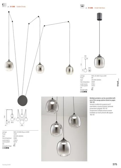Redo 01-3485 - Aplica de perete LED dimabilă KHADI, 3xLED/5,5W/230V, negru/fumuriu