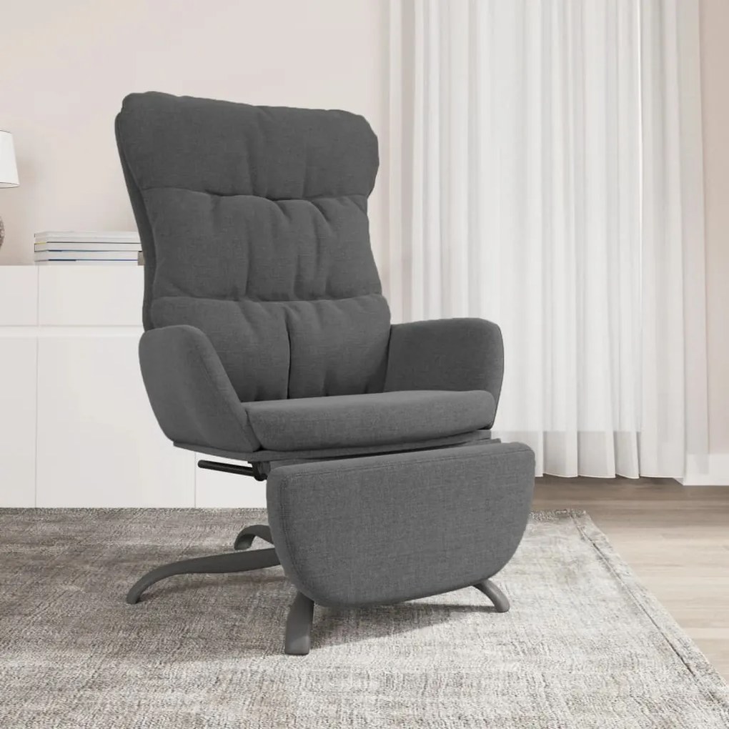 3097594 vidaXL Scaun de relaxare cu taburet, gri deschis, material textil
