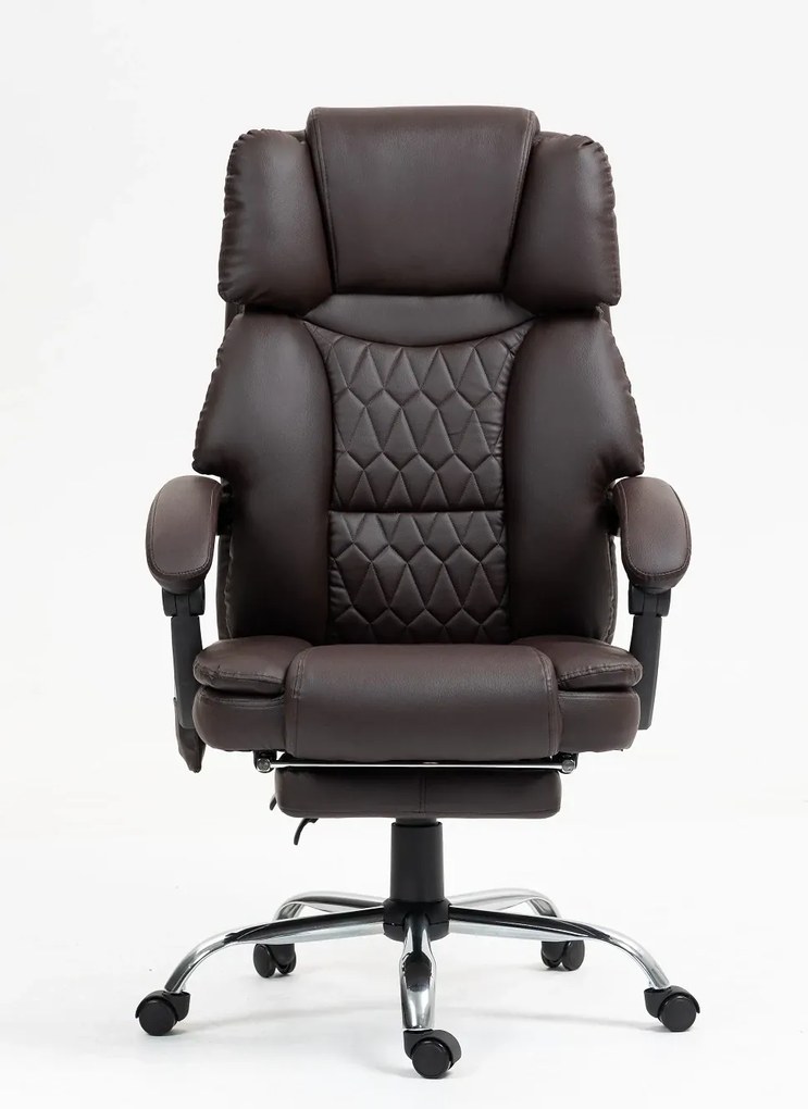 RESIGILAT- Scaun directorial, cu Masaj și Încălzire, suport picioare, PU, Maro