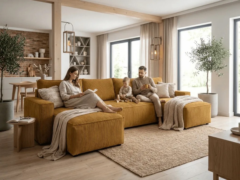 Coltar in forma de U SMART COSARO 295x140 cm, mustar