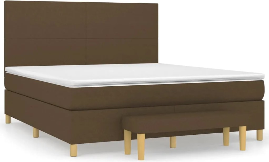 vidaXL Pat continental cu saltea maro închis 180x200cm material textil