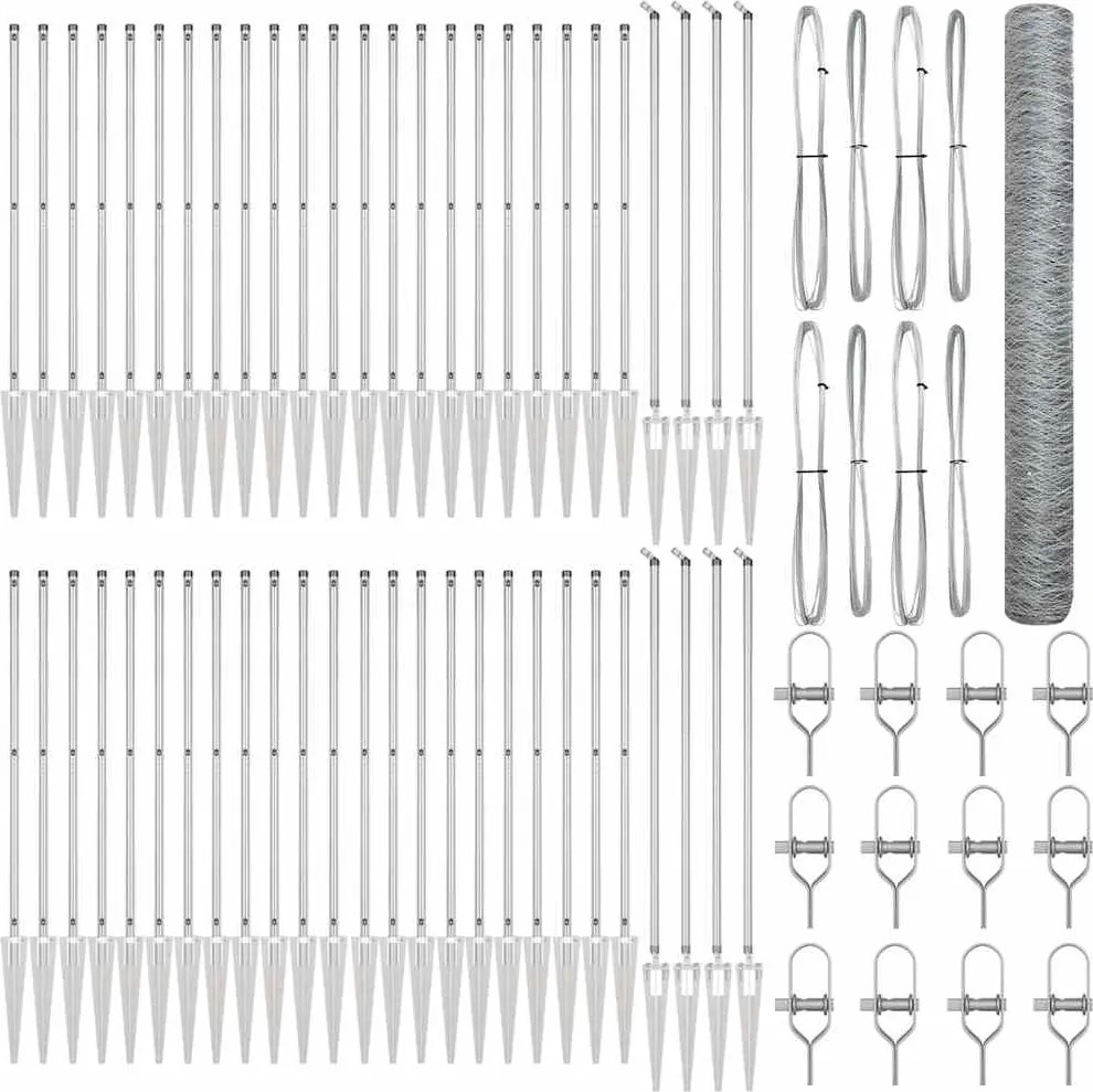 vidaXL Stâlp de gard. Argintiu 100 x 1,2 m (mesh de 36 mm) Oțel