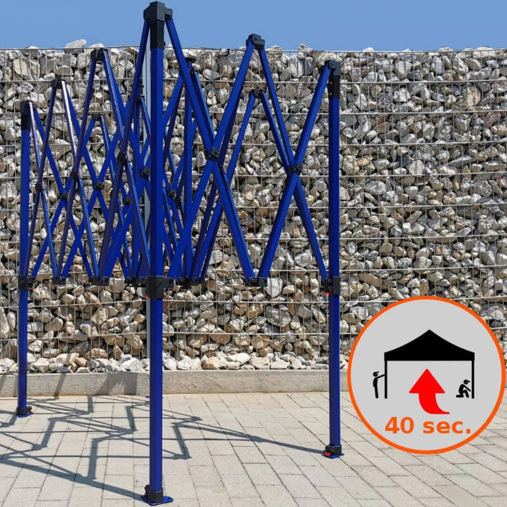 Cort de petrecere 2x2 m cu 3 pereți: pliabil tip foarfecă, adăpost din oțel pentru grădină - cu 3 pereți - Albastru