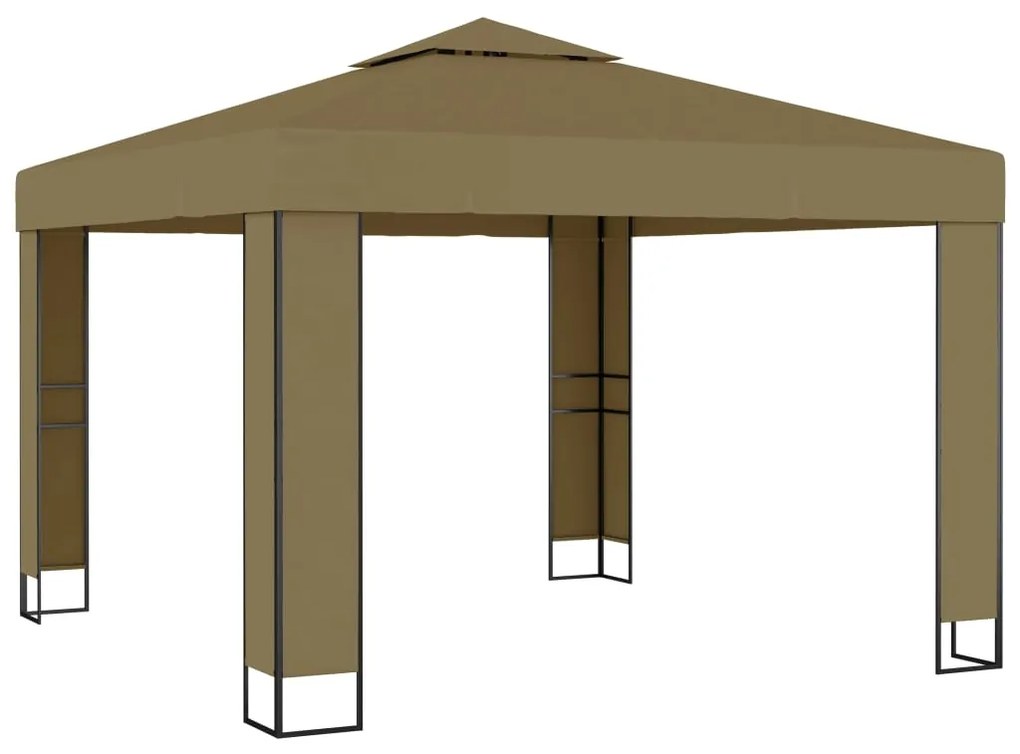 Pavilion cu acoperis dublu, gri taupe, 3 x 3 x 2,7 m, 180 g m   Gri taupe, 3 x 3 m