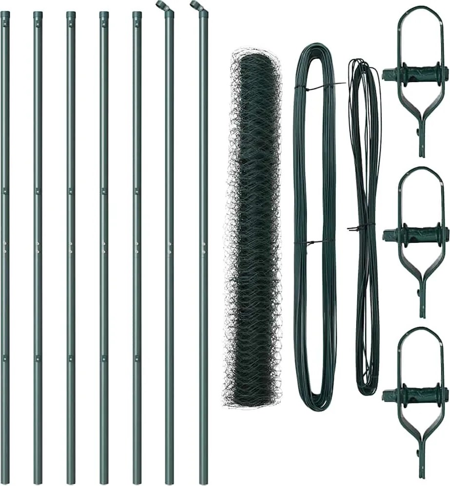 vidaXL Stâlp de gard. Verde 10 x 1,4 m (plasă de 50 mm) Oțel și PVC