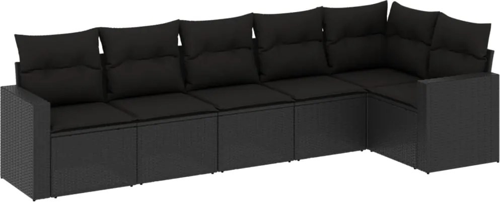 vidaXL Set mobilier de grădină cu perne, 6 piese, negru, poliratan