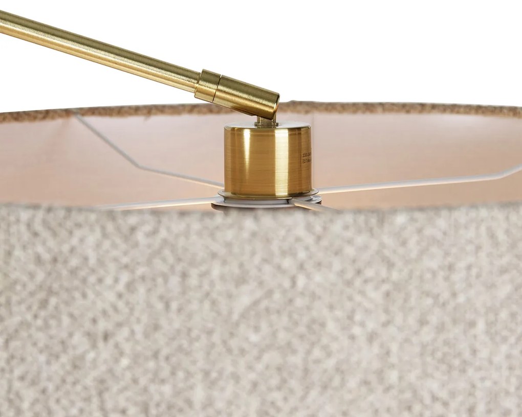 Lampa de podea aurie cu abajur boucle taupe 50 cm reglabila - Editor