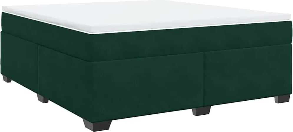 vidaXL Pat box spring cu saltea, verde închis, 180x200 cm, catifea