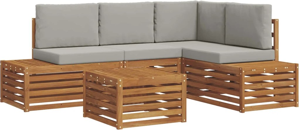 vidaXL Set de canapele de exterior 5 Bucată Gri natural și deschis