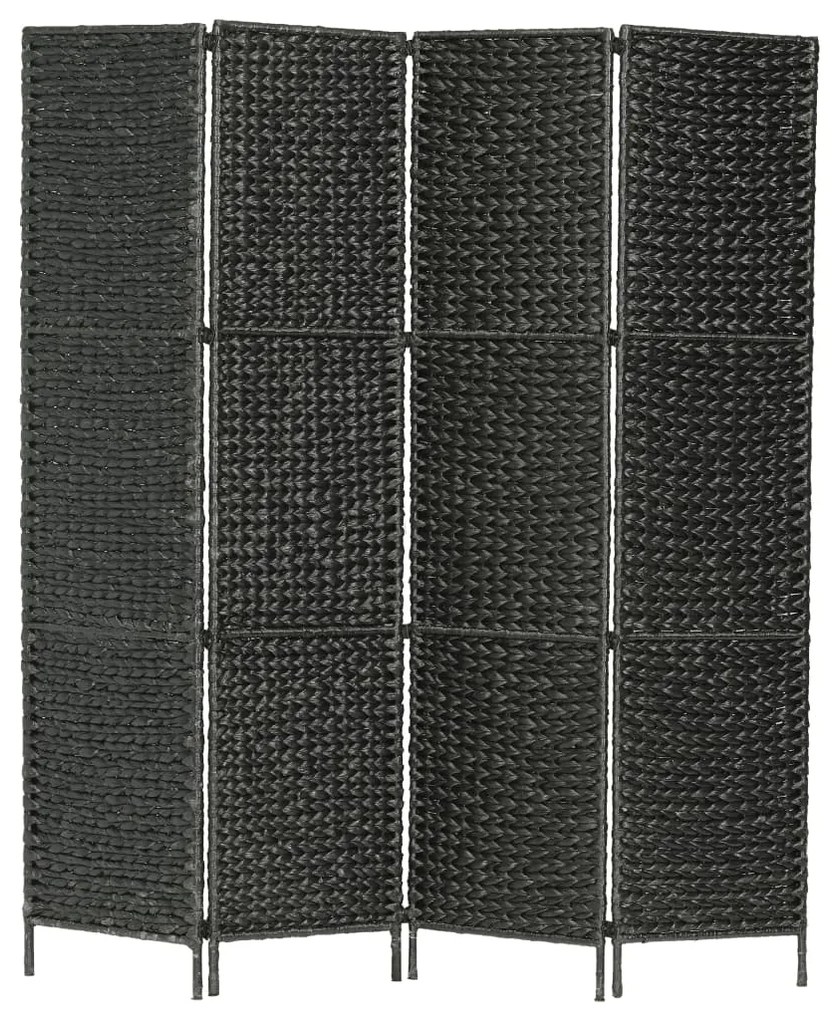 247349 vidaXL Paravan cameră cu 4 panouri, negru, 154x160 cm, zambilă de apă