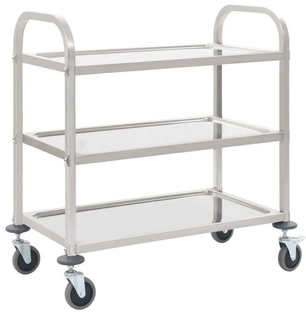 vidaXL Cărucior de bucătărie 3 niveluri 95x45x83,5 cm oțel inoxidabil