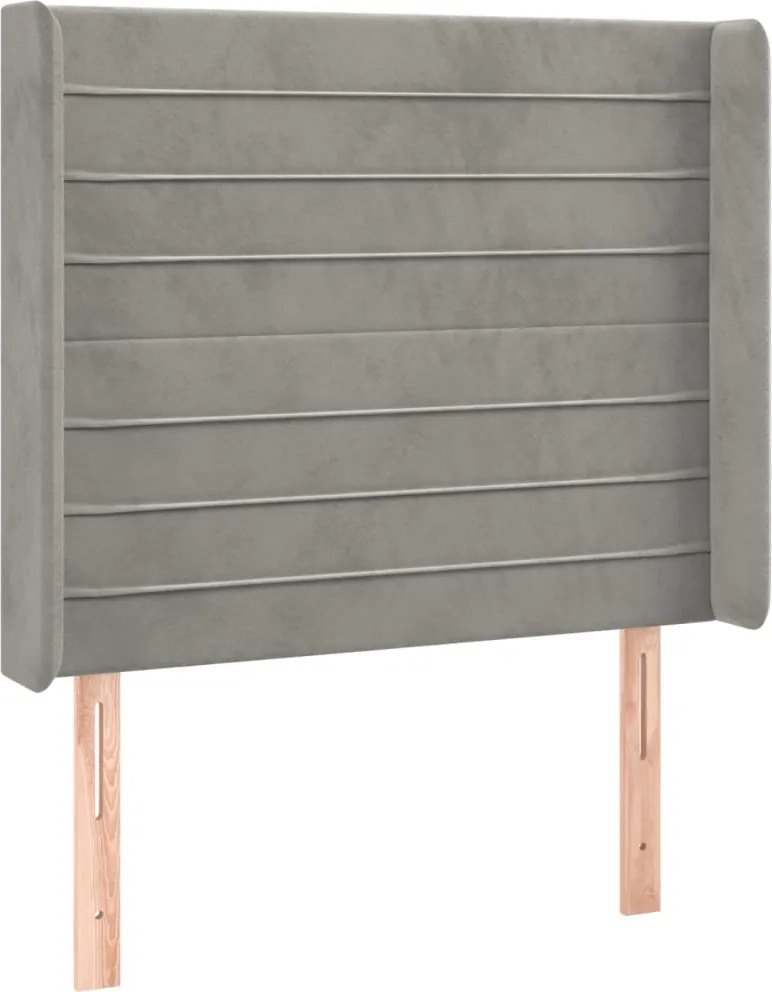 vidaXL Tăblie de pat cu aripioare gri deschis 93x16x118/128 cm catifea