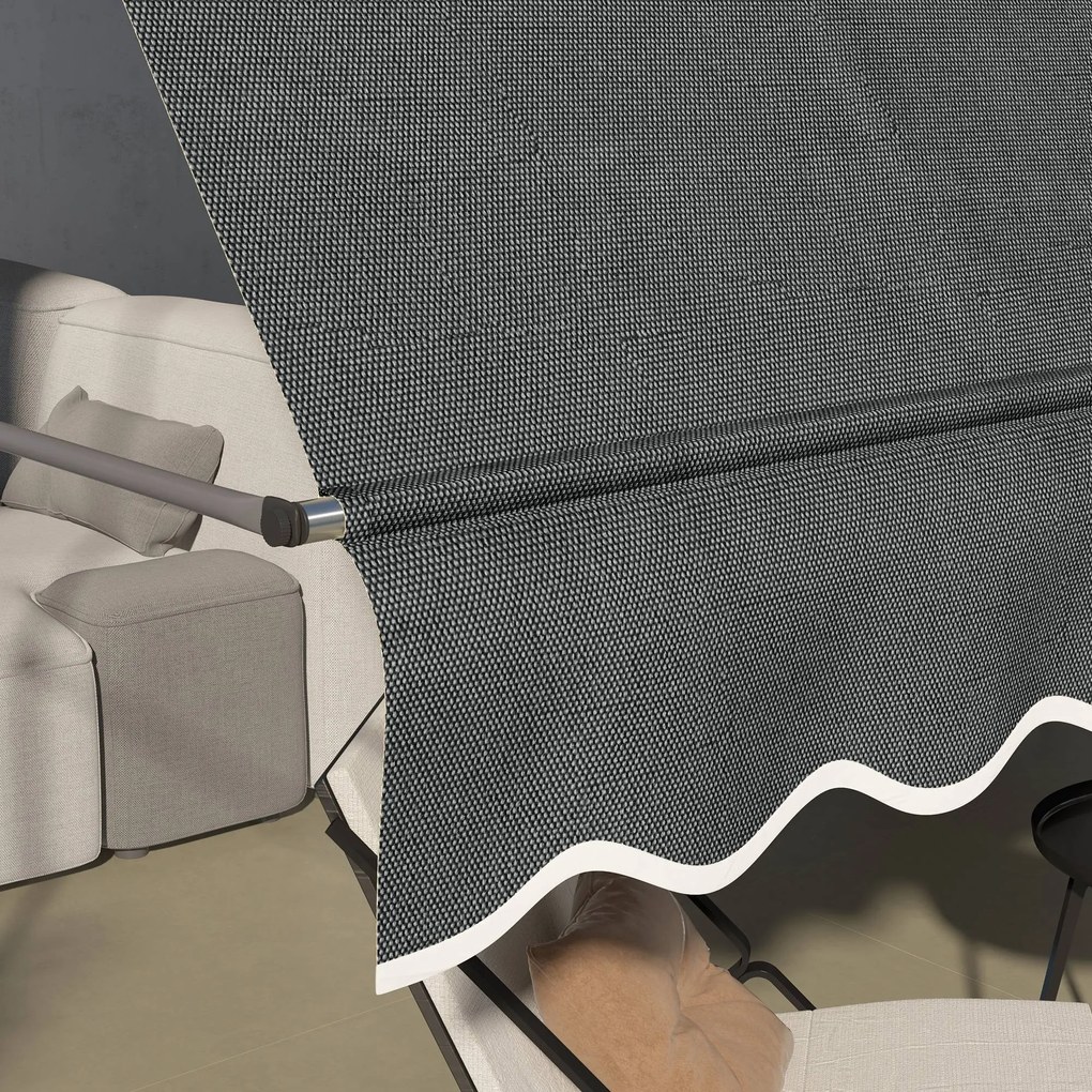 Outsunny Parasol Manual Retractabil pentru Balcon 300x120x210-300 cm cu Manivela Inaltime Ajustabila Impermeabil si Anti-UV Gri Inchis | Aosom Romania