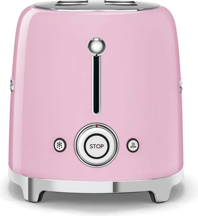 Prajitor de paine SMEG 50's Style TSF01PKEU, 950 W, 2 felii, 6 trepte, Tava pentru firimituri, Cablu integrat, Otel inoxidabil, Roz