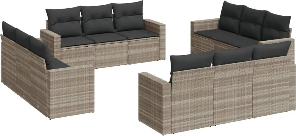 vidaXL Set canapele de grădină cu perne, 12piese gri deschis poliratan