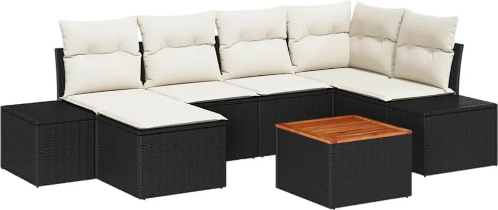 vidaXL Set de canapele pentru grădină 7 pcs Negru și alb