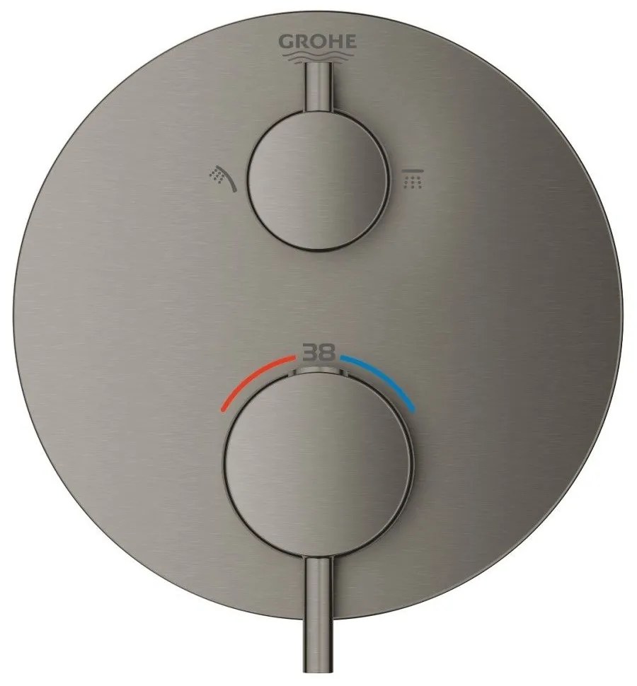 Grohe Atrio Baterie dus cu termostat, 2 iesiri, antracit mat (brushed hard graphite)