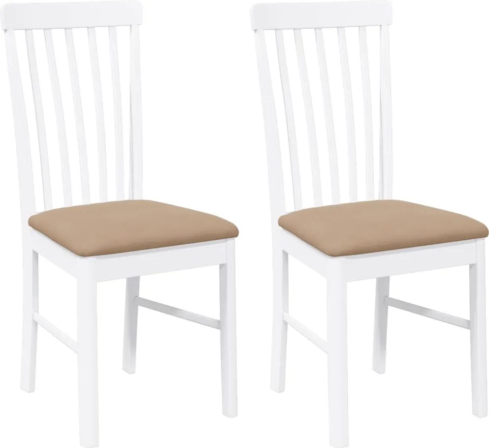 vidaXL Scaune de sufragerie cu perne 2 buc cauciuc din lemn masiv alb