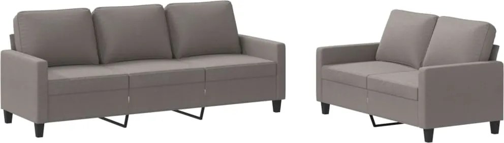 vidaXL Set de canapea cu perne, 2 piese, gri taupe, material textil