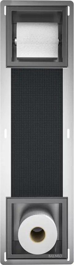 Raft incastrat cu suport hartie igienica Balneo Wall Box Paper 2 Gun Metal mat
