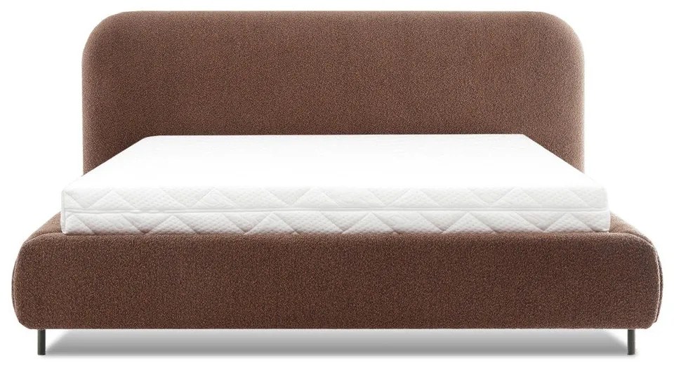 Pat matrimonial teracotă tapițat cu spațiu de depozitare cu somieră 160x200 cm Pointt – ELTAP